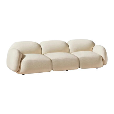 Modern Home Couch Furniture Living Room Modulares White Teddy Boucle Fabric Sectional Wolke Sofa Comfortable Upholstered 3 Seat
