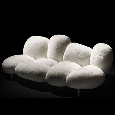 Modern Italian Design Soft Comfortable Pink Fluffy Faux Fur Sofa Couch for Home Villa Apartment Living Room Showroom Hotel Hall