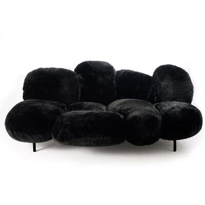 Modern Italian Design Soft Comfortable Pink Fluffy Faux Fur Sofa Couch for Home Villa Apartment Living Room Showroom Hotel Hall