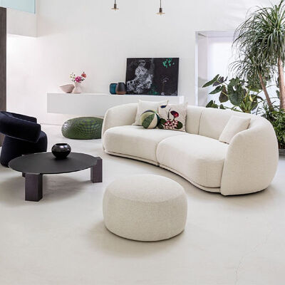 Italian Contemporary Minimalist Modern White Modular Nordic Italian Velvet Fabric Teddy Boucle 2 3 Seater Boucle Sofa