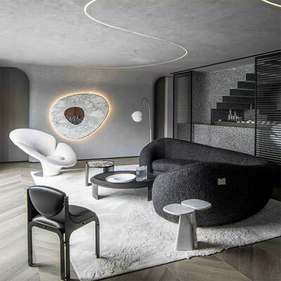 Minimalist White Fabric Half Moon Shape Sectional Sofa Modern Round Couch Hotel Lobby Circular Sofa Special Shaped Cashmere Sofa