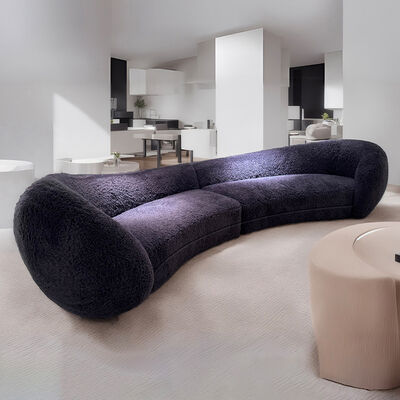 Minimalist White Fabric Half Moon Shape Sectional Sofa Modern Round Couch Hotel Lobby Circular Sofa Special Shaped Cashmere Sofa