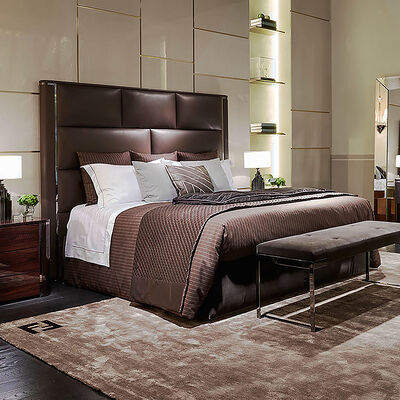 High End Bookcase Big Headboard Double Bed Frame Italian Leather Beds New Design Bedroom Furniture Luxury Modern King Size Bed