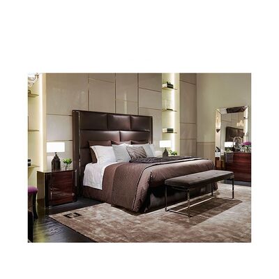 High End Bookcase Big Headboard Double Bed Frame Italian Leather Beds New Design Bedroom Furniture Luxury Modern King Size Bed