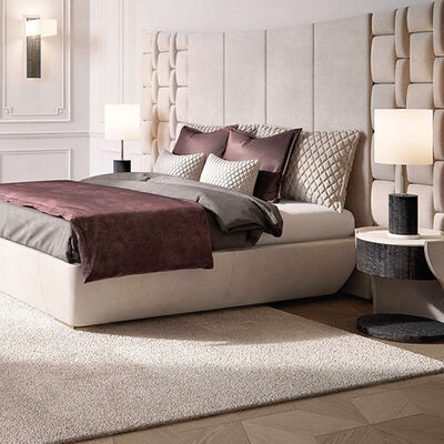 Luxury Bedroom Furniture King Size Sleeping Bed Villa House Bed Room Headboard Modern Genuine Leather Up-holstered Beds