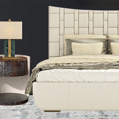 Luxury Bedroom Furniture King Size Sleeping Bed Villa House Bed Room Headboard Modern Genuine Leather Up-holstered Beds