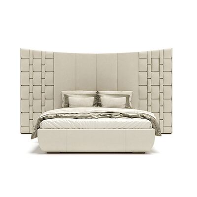Luxury Bedroom Furniture King Size Sleeping Bed Villa House Bed Room Headboard Modern Genuine Leather Up-holstered Beds