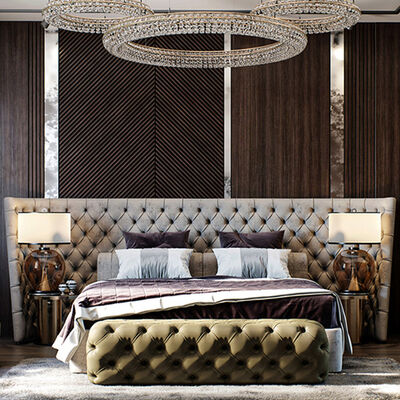 Customize Italian Luxury Bedroom Furniture Set Premium Villa Latest Design Double Bed Upholstered Bed King Size Bedroom Sets