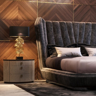 Luxe Leather Back Super Kingsize Frame Leather Bed 1.8 M Double Sample Design Bedroom Suite Set Furniture King Size Bed