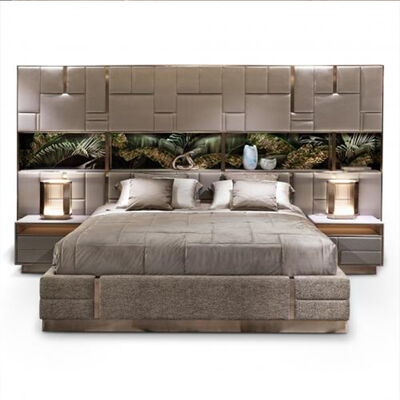 King Size Bed Frame Lux Leather Modern Double Bedroom King Size Bed Set Luxury
