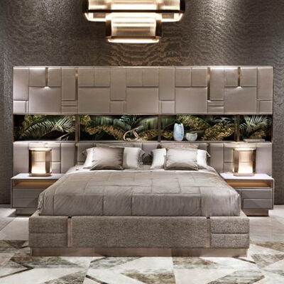 King Size Bed Frame Lux Leather Modern Double Bedroom King Size Bed Set Luxury