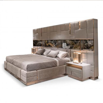 King Size Bed Frame Lux Leather Modern Double Bedroom King Size Bed Set Luxury