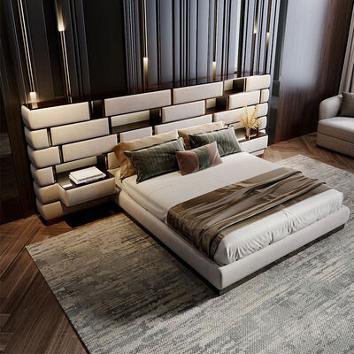 2023 Italian Leather Queen and King Size Luxury Upholstered Bed Soft Modern Frame for Bedroom