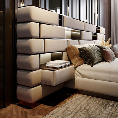 2023 Italian Leather Queen and King Size Luxury Upholstered Bed Soft Modern Frame for Bedroom