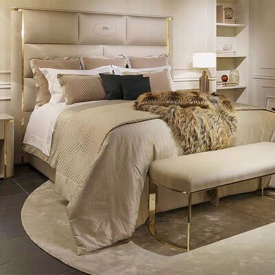 Adult Velvet Fabric King Size Double Bed Set Bedroom Furniture Luxury Modern Double Bed