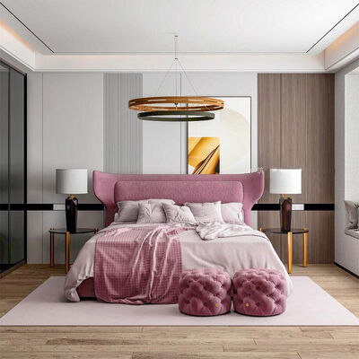 Hot Sale Italian Modern Style Fabric Comfortable Furniture Bedroom King Size Double Bed