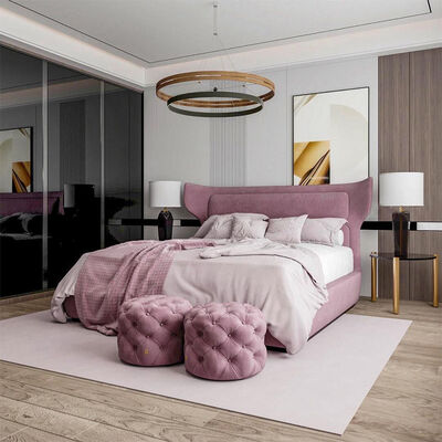 Hot Sale Italian Modern Style Fabric Comfortable Furniture Bedroom King Size Double Bed