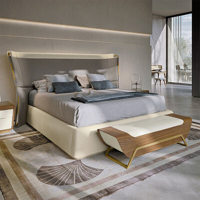 Hotel Apartment Bedroom Sets Luxury Queen King Size Bed Modern Italian Leather Soft Double Bed Design
