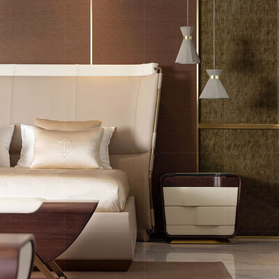 Hotel Apartment Bedroom Sets Luxury Queen King Size Bed Modern Italian Leather Soft Double Bed Design