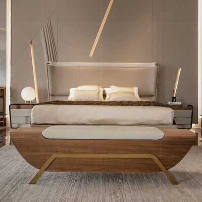 Hotel Apartment Bedroom Sets Luxury Queen King Size Bed Modern Italian Leather Soft Double Bed Design