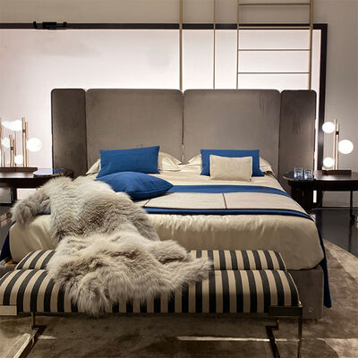 Luxury High Quality Modern King Size Fabric Bed for Villa Home Customization
