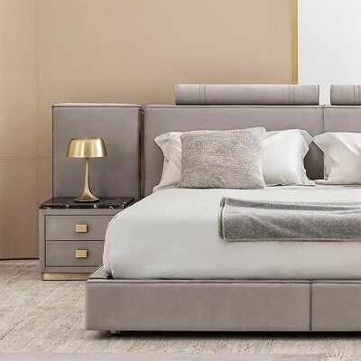 Factory Custom Luxury Modern Full Grey Bed Room Wooden Frame Furnitures Bedroom Set