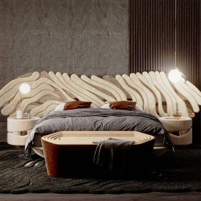 Latest Design Other Bed Custom Made Villa Master Room Super king Bed Royal Nubuck Luxury king Bed Bedroom Sets