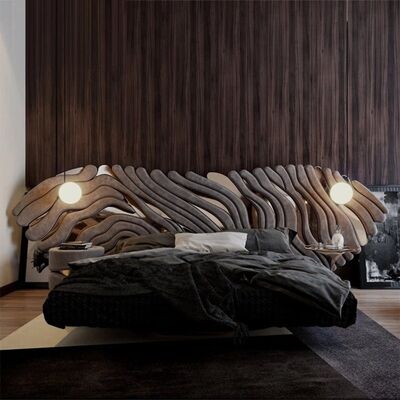 Latest Design Other Bed Custom Made Villa Master Room Super king Bed Royal Nubuck Luxury king Bed Bedroom Sets