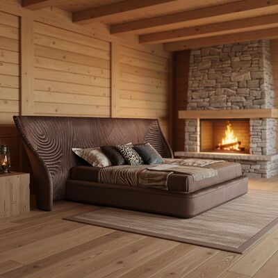 Latest Design Bedroom Furniture Big Headboard Velvet Fabric Bed Unique Shape Modern Luxury Double Bed with Storage Bedroom Set