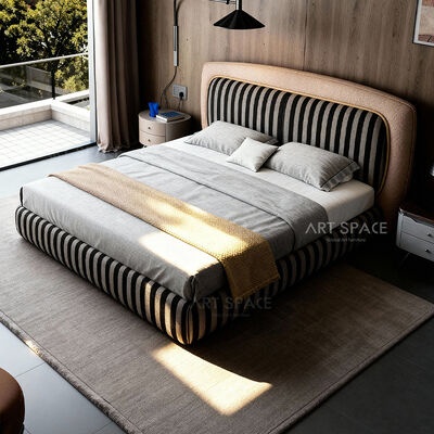 Italian New Design High-end King Size Soft Comfortable Modern Fabric Upholstered Plush Back Luxury Bedroom Bed