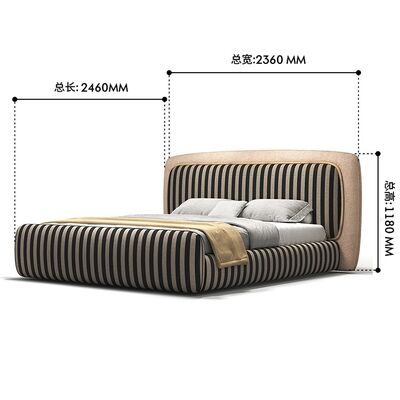 Italian New Design High-end King Size Soft Comfortable Modern Fabric Upholstered Plush Back Luxury Bedroom Bed