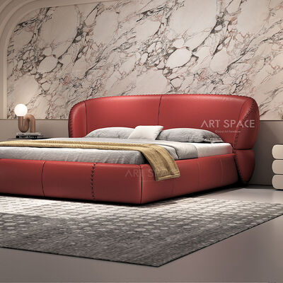 Luxury New Design Home Orange Fabric Double Bed Villa Bedroom Creative High-end Double Bed