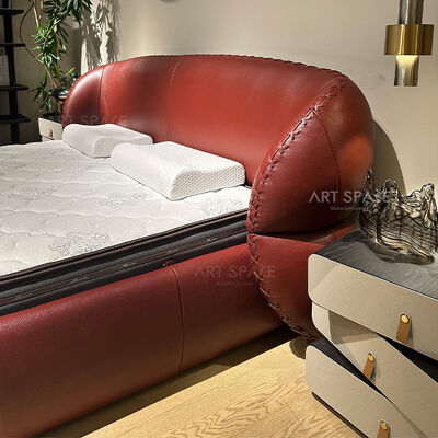 Luxury New Design Home Orange Fabric Double Bed Villa Bedroom Creative High-end Double Bed