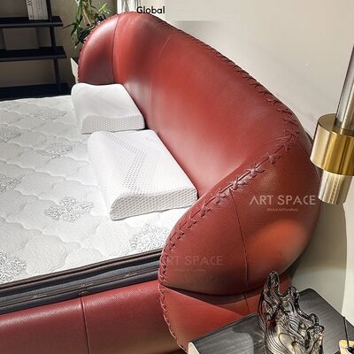 Luxury New Design Home Orange Fabric Double Bed Villa Bedroom Creative High-end Double Bed