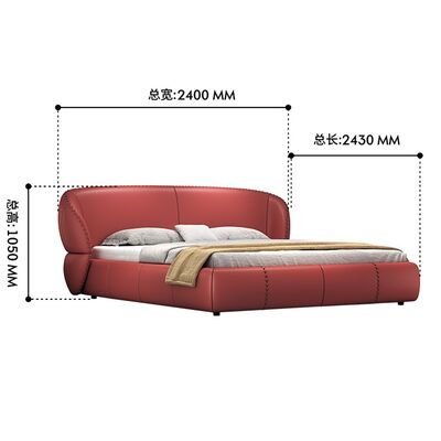 Luxury New Design Home Orange Fabric Double Bed Villa Bedroom Creative High-end Double Bed