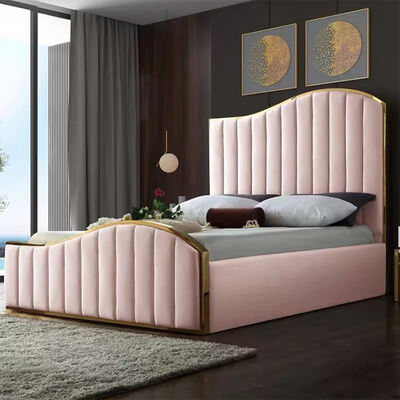 Sleeping Modern Design Queen King Size Velvet Upholstered Platform Bed