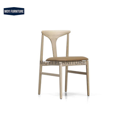 French Design Home Furniture Black Ash Frame High Backrest Leather Seat Dining Wooden Chairs for Restaurant