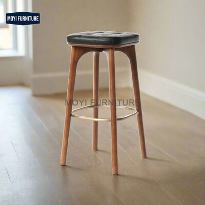 MOYI Bar Chair Solid Wood Luxury American Retro Leisure bar Chair Nordic Hotel Modern Metal High Stool Front Desk Chair
