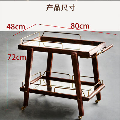 MOYI Customized Iron and Wood TrolleyWooden Cart with Wheels for Hotels