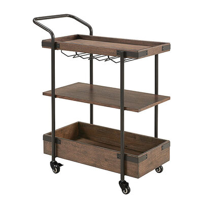 MOYI  Iron Trolley Quality Wooden Cart with Wheels for Hotels and Bars
