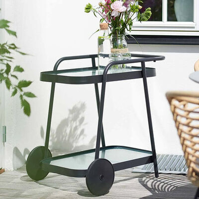 MOYI Customized Iron Trolley Quality Wooden Cart with Wheels for Hotels and Bars