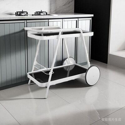 MOYI Customized Iron Trolley Quality Wooden Cart with Wheels for Hotels and Bars