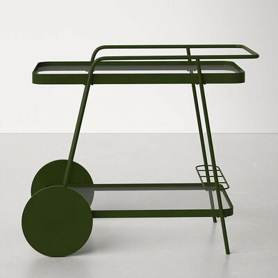 MOYI Customized Iron Trolley Quality Wooden Cart with Wheels for Hotels and Bars