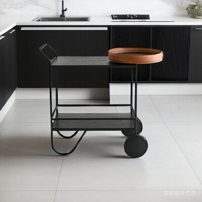 MOYI Customized Iron Trolley Quality Wooden Cart with Wheels for Hotels
