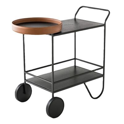 MOYI Customized Iron Trolley Quality Wooden Cart with Wheels for Hotels