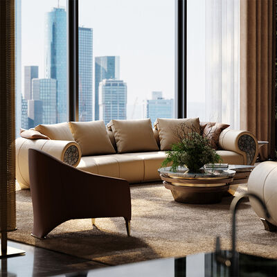 Modern Creative Conch Sofa Leather High-End Luxury Curved Design Extendable for Villa Living Room or Apartment