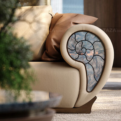 Modern Creative Conch Sofa Leather High-End Luxury Curved Design Extendable for Villa Living Room or Apartment