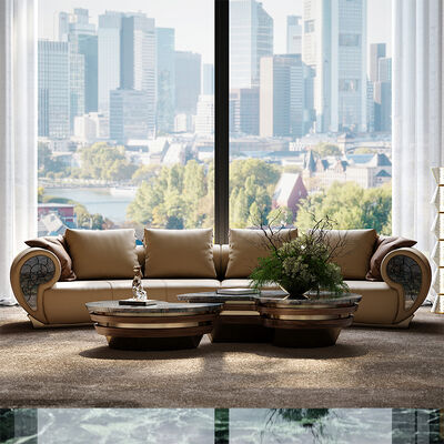Modern Creative Conch Sofa Leather High-End Luxury Curved Design Extendable for Villa Living Room or Apartment