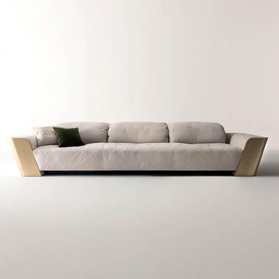Italian Light Luxury Leather Sofa Living Room Three-person Stainless Steel Sofa Imported Frosted Leather Furniture