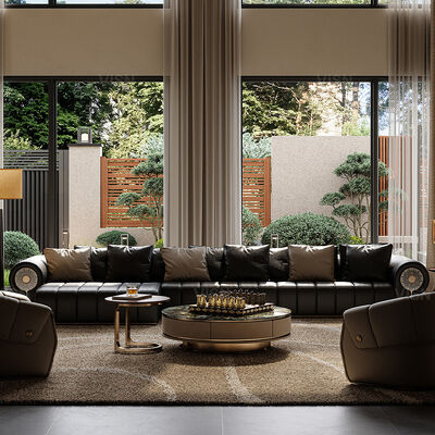 Modern Three-Seat Shell Shaped Sofa New Fashion High Elasticity Sponge for Stylish Hotel Apartment Villa Living Room Furniture